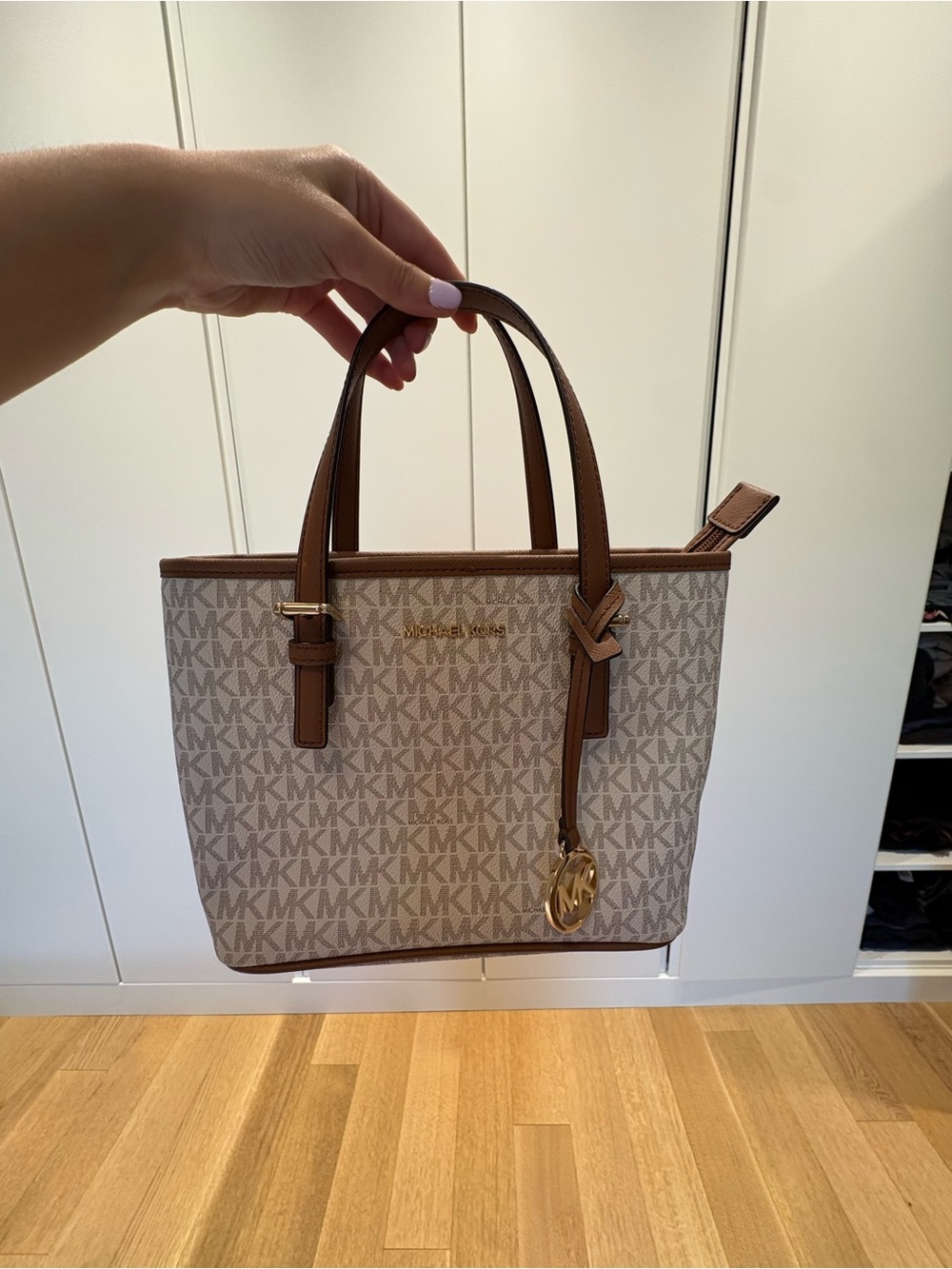 Michael Kors Beige Brown Signature MK Small Tote